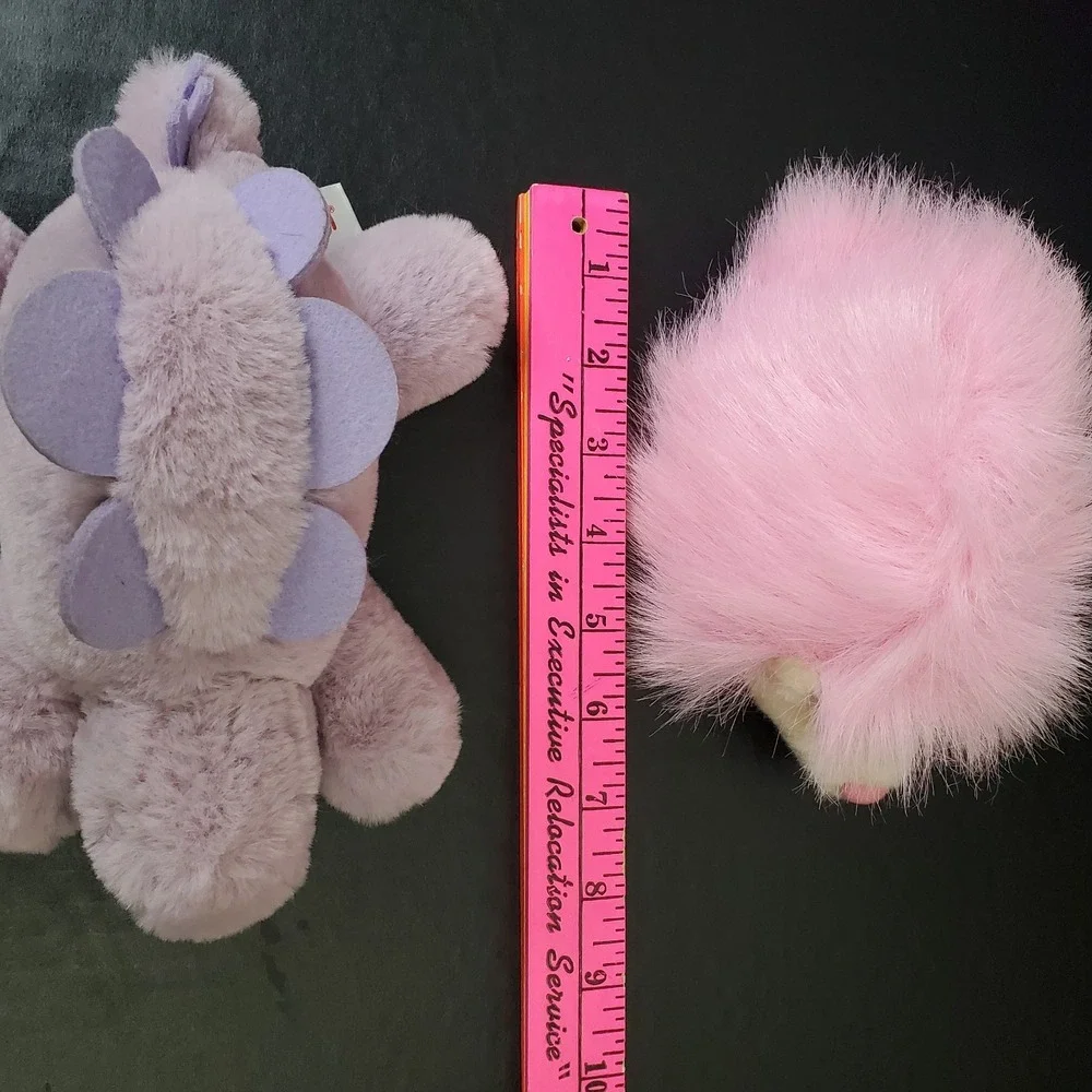 Aurora Flopsie Pink Hedgehog,  Lavender Purple Stegosaurus Dinosaur‎ Plush Lot